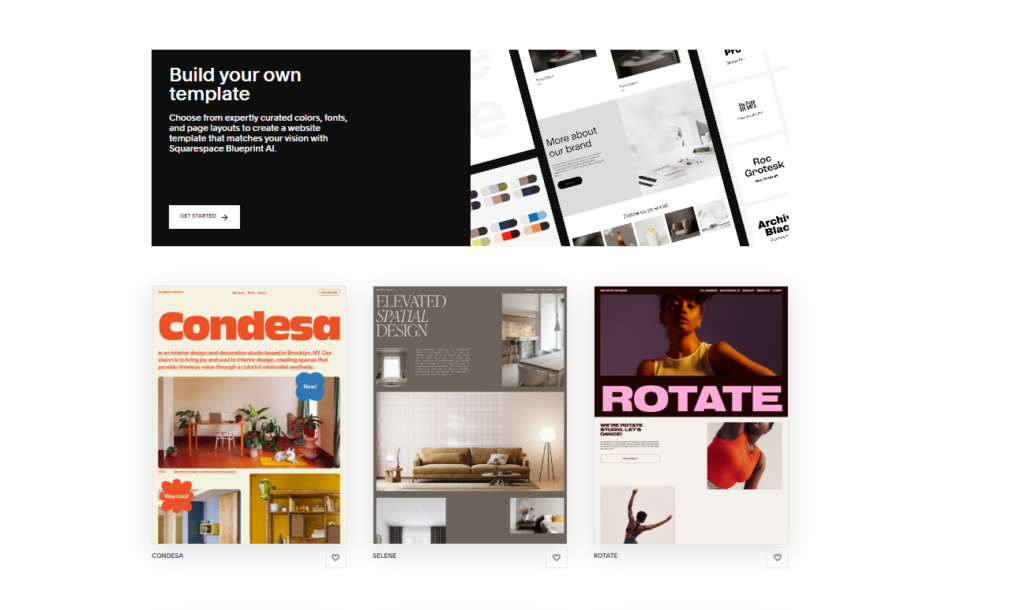 Wix vs Squarespace: Squarespace template options